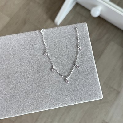 Pulseira Gotas Pontos de Luz Rosa Claro - Prata 925