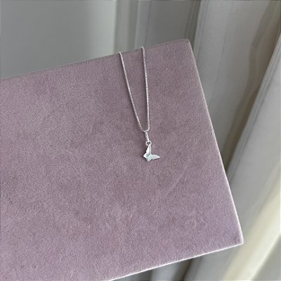 Colar Mini Borboleta Origami - Prata 925