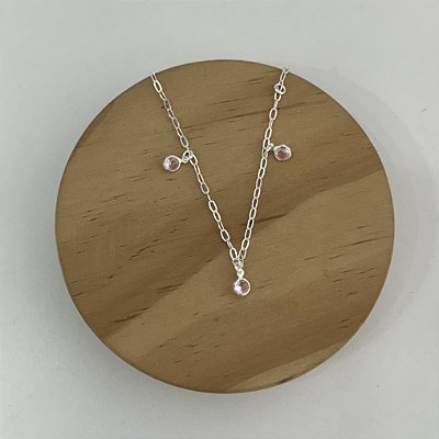 Pulseira Infantil com Zircônias Rosa - Prata 925