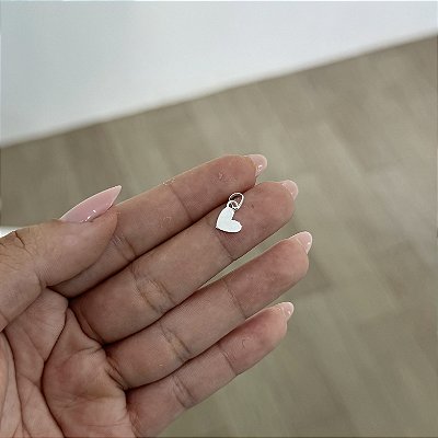 Pingente Coração Cheio Vertical - Prata 925