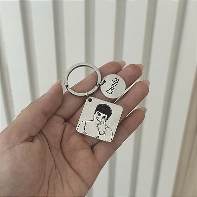 Chaveiro Personalizado 2 Pingentes - Aço Inoxidável