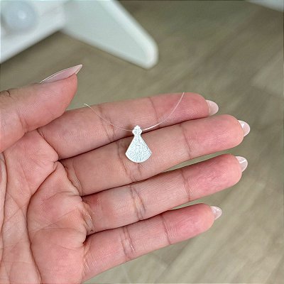 Colar N. Senhora Aparecida em Madrepérola e Nylon - Prata 925