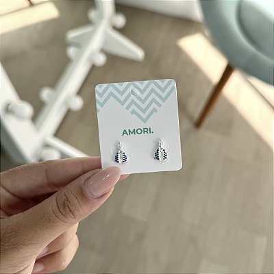 Brinco N. Sra. Aparecida Azul - Prata 925