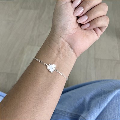 Pulseira Borboleta em Madrepérola - Prata 925