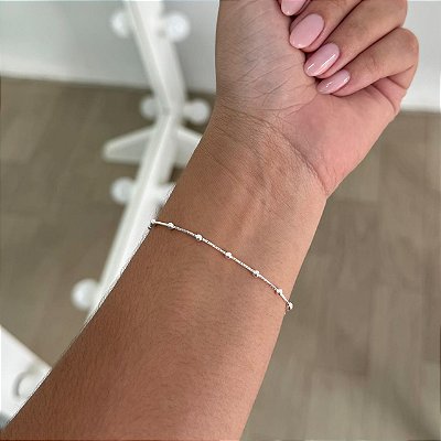 Pulseira Veneziana Bolinhas Grossa - Prata 925