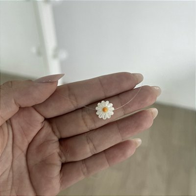 Colar Margarida Madrepérola e Nylon - Prata 925