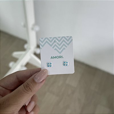 Brinco Flor Azul Baby Press - Prata 925
