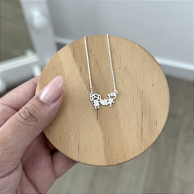 Colar Dois Meninos - Prata 925