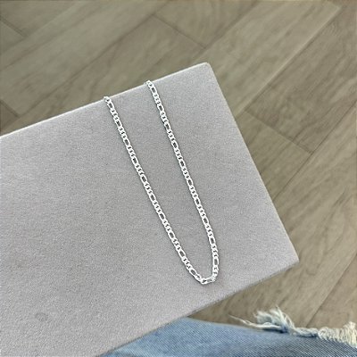 Corrente Masculina Fígaro Grossa 70cm - Prata 925