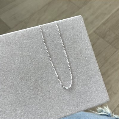 Corrente Masculina Elos Retangulares Média 60cm - Prata 925