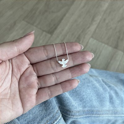 Colar Divino Espiríto Santo em Madrepérola Pequeno - Prata 925