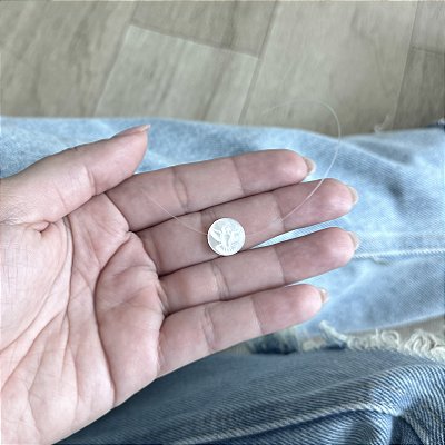 Colar Medalha com Divino Espiríto Santo em Madrepérola e Nylon - Prata 925
