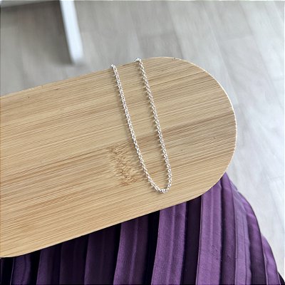 Corrente Elo Português Fina 45cm - Prata 925