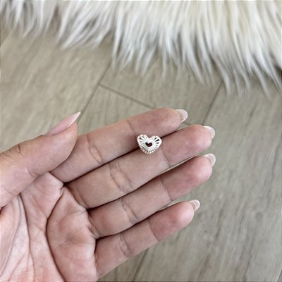 Berloque Separador com Coração Central - Prata 925