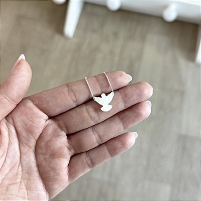 Colar Divino Espiríto Santo em Madrepérola V12 - Prata 925