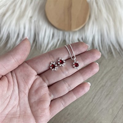 Conjunto Ponto de Luz Cravejado - Prata 925