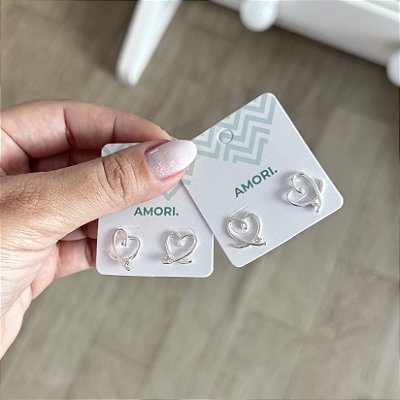 Brinco Coração com Zircônia - Prata 925