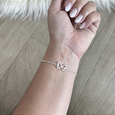Pulseira Elos com Borboleta Cravejada - Prata 925