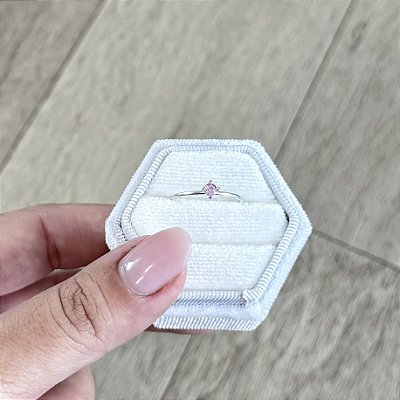 Anel Solitário Rosa Menor - Prata 925