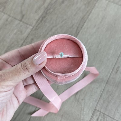 Anel Solitário Gota Verde Cravejado - Prata 925