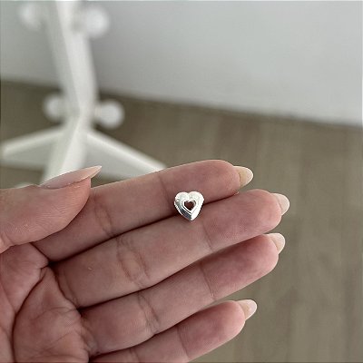 Berloque Separador com Coração Vazado - Prata 925