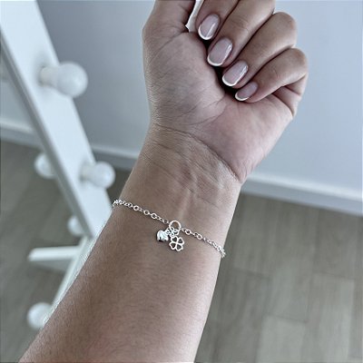 Pulseira Trevo e Coração - Prata 925
