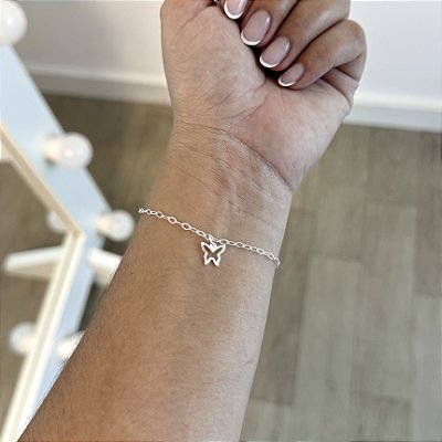 Pulseira Elos com Borboleta Vazada - Prata 925