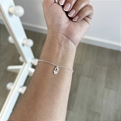 Pulseira Elo Português com Menina - Prata 925