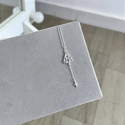 Colar N. Sra Aparecida com Cruz - Prata 925