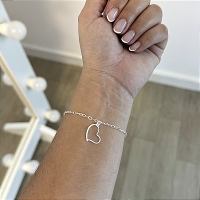 Pulseira Coração Torto - Prata 925