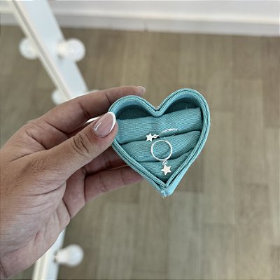 Brinco Argola com Pingente de Estrela - Prata 925