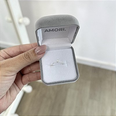 Anel Solitário 6 Garras Médio - Prata 925