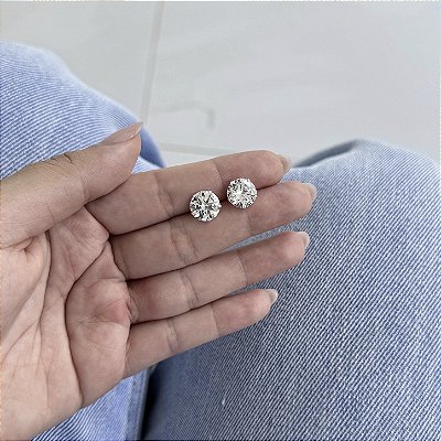 Brinco Ponto de Luz Redondo 10mm - Prata 925