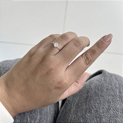 Anel Solitário Cristal Garra Alta - Prata 925