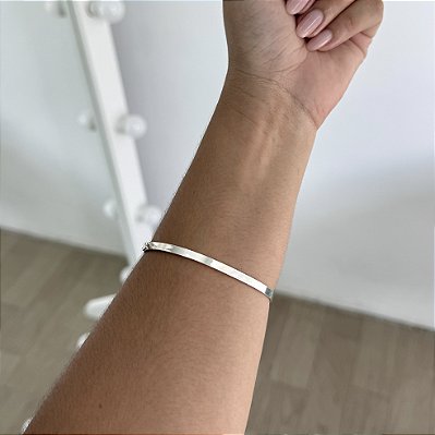 Pulseira Bracelete Fio Quadrado Grossa - Prata 925