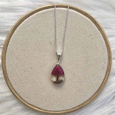 Colar Árvore da Vida Orgonite Gota Roxa - Prata 925