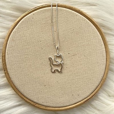 Colar Gatinha Cravejada - Prata 925