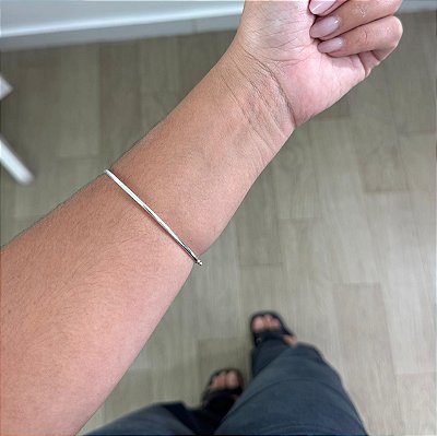 Pulseira Bracelete Fio Redondo Média - Prata 925