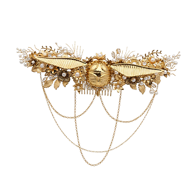 Arranjo de Noiva com Pomo de Ouro, Pérolas e Zircônias – Edição Limitada | Temático Harry Potter