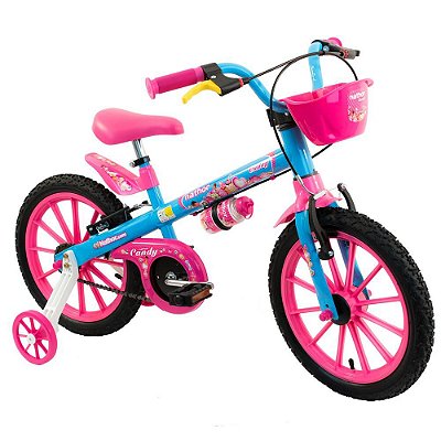 Bicicleta Aro 16 Nathor Candy Azul e Rosa