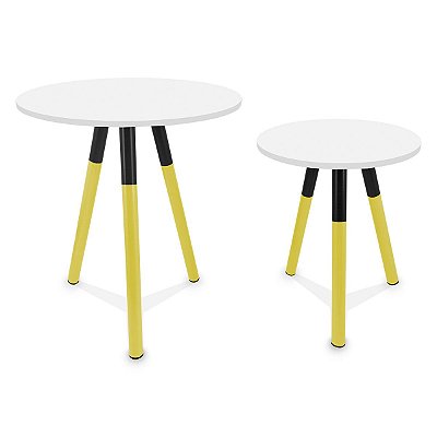 Mesa de Canto Dupla Houston - Amarelo/Branco