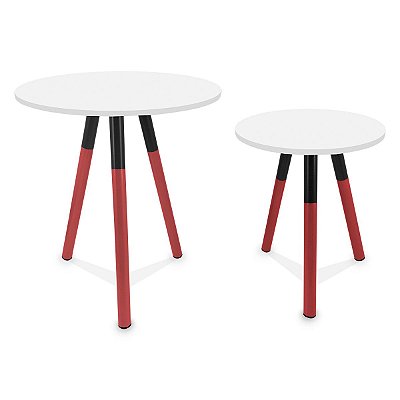 Mesa de Canto Dupla Houston - Vermelho/Branco