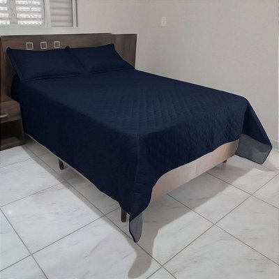 Conjunto Cobre Leito E Fronhas Milão 2,50m x 2,40m - Azul