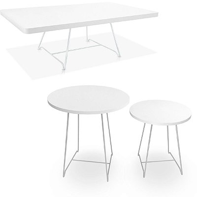 Conjunto Mesa De Canto E De Centro Amsterdã - Branco/Branco