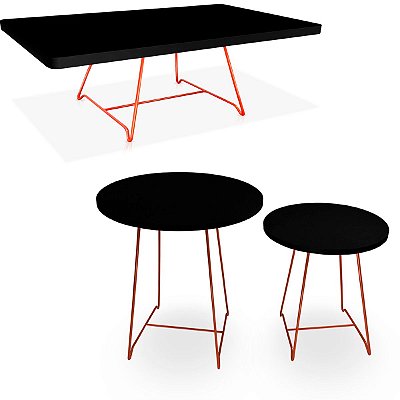 Conjunto Mesa De Canto E De Centro Amsterdã - Cobre/Preto