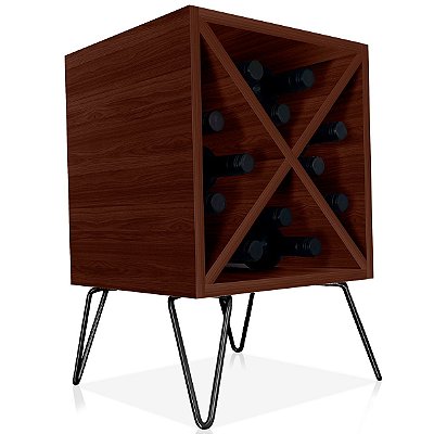 Suporte Adega De Vinho Santiago Madeira MDF 12 Garrafas - Preto/Villandry