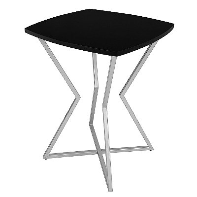 Mesa de Canto Lateral Alta Quadrada para Sala Austria - Prata/Preto