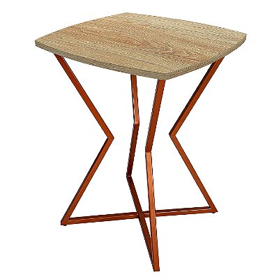 Mesa de Canto Lateral Alta Quadrada para Sala Austria - Cobre/Jade