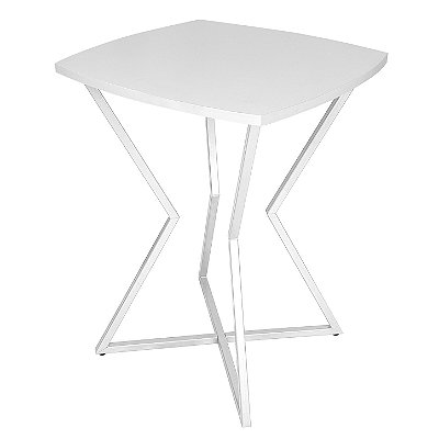 Mesa de Canto Lateral Alta Quadrada para Sala Austria - Branca/Branco
