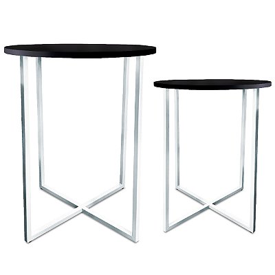 Mesa De Canto Dupla Gana - Branco/Preto